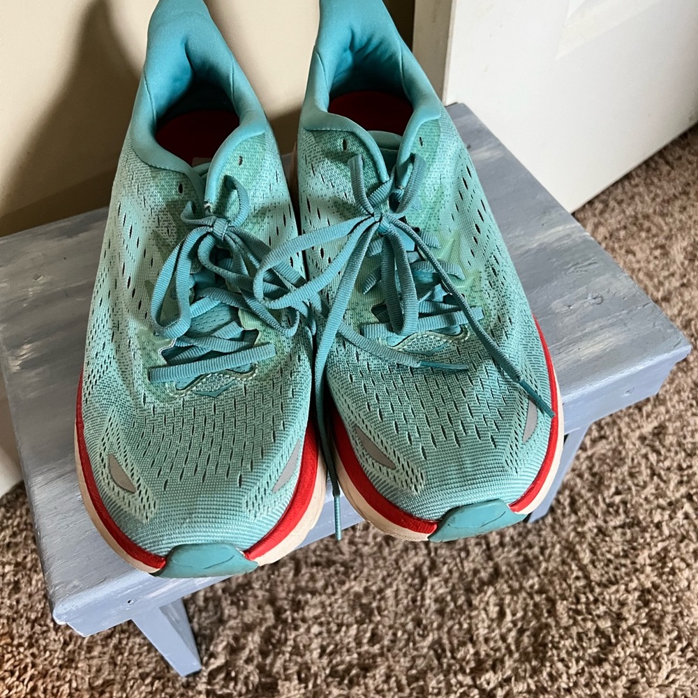 Hoka Blue and Red Athletic Shoes Lightweight Performance EUC